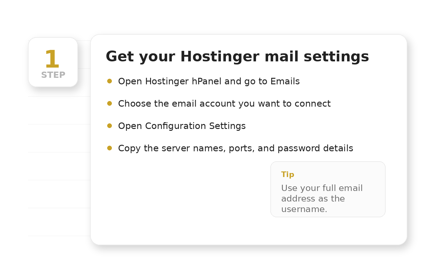 Step 1 Hostinger mail settings illustration